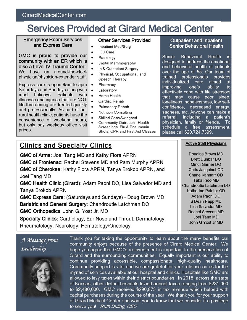 Girard Medical Center 2019 Annual Report (based on 2018 data)